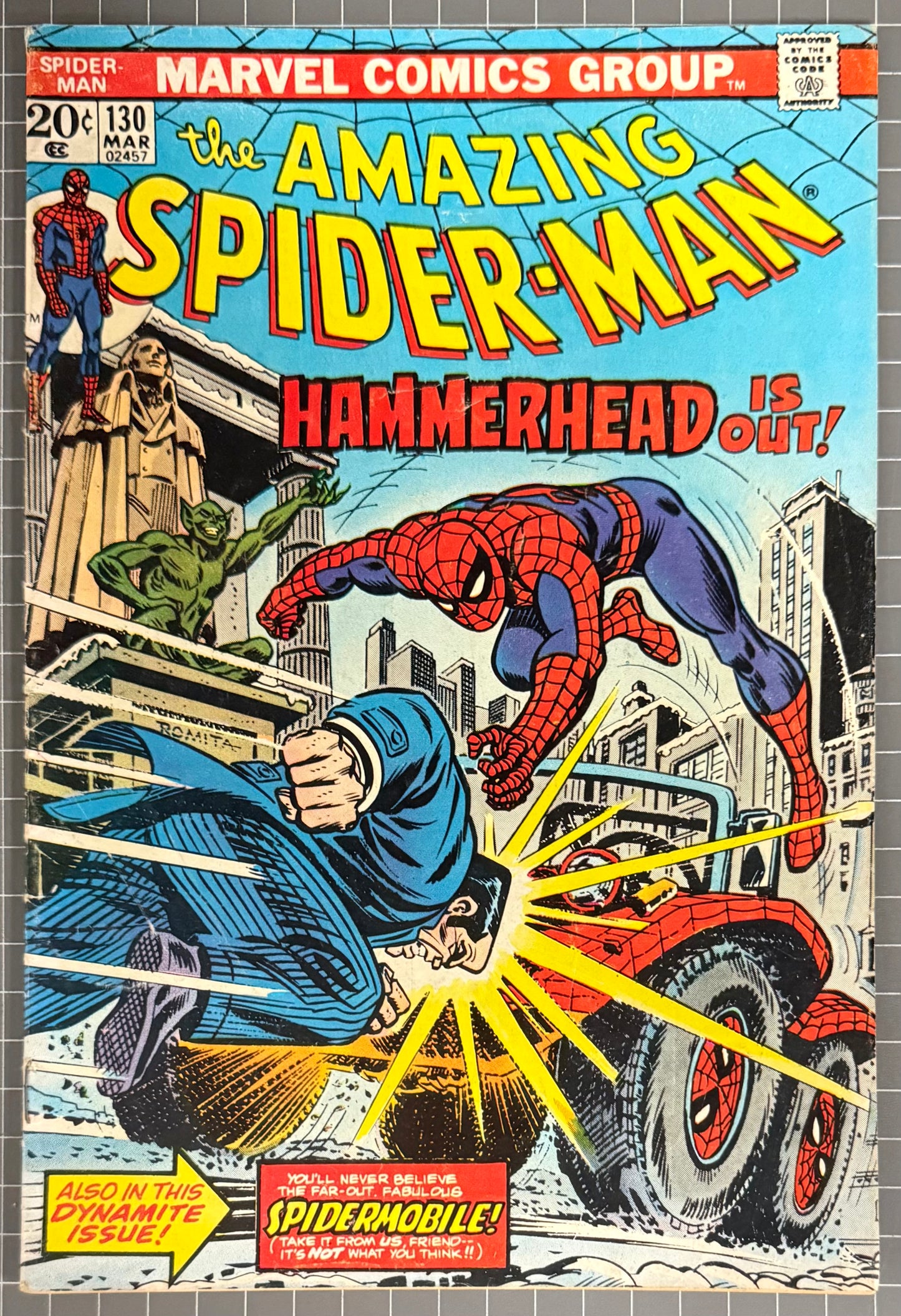 🔑 THE AMAZING SPIDER-MAN #130 [MARVEL COMICS] *DEBUT SPIDER-MOBILE* 1974 VG/FN