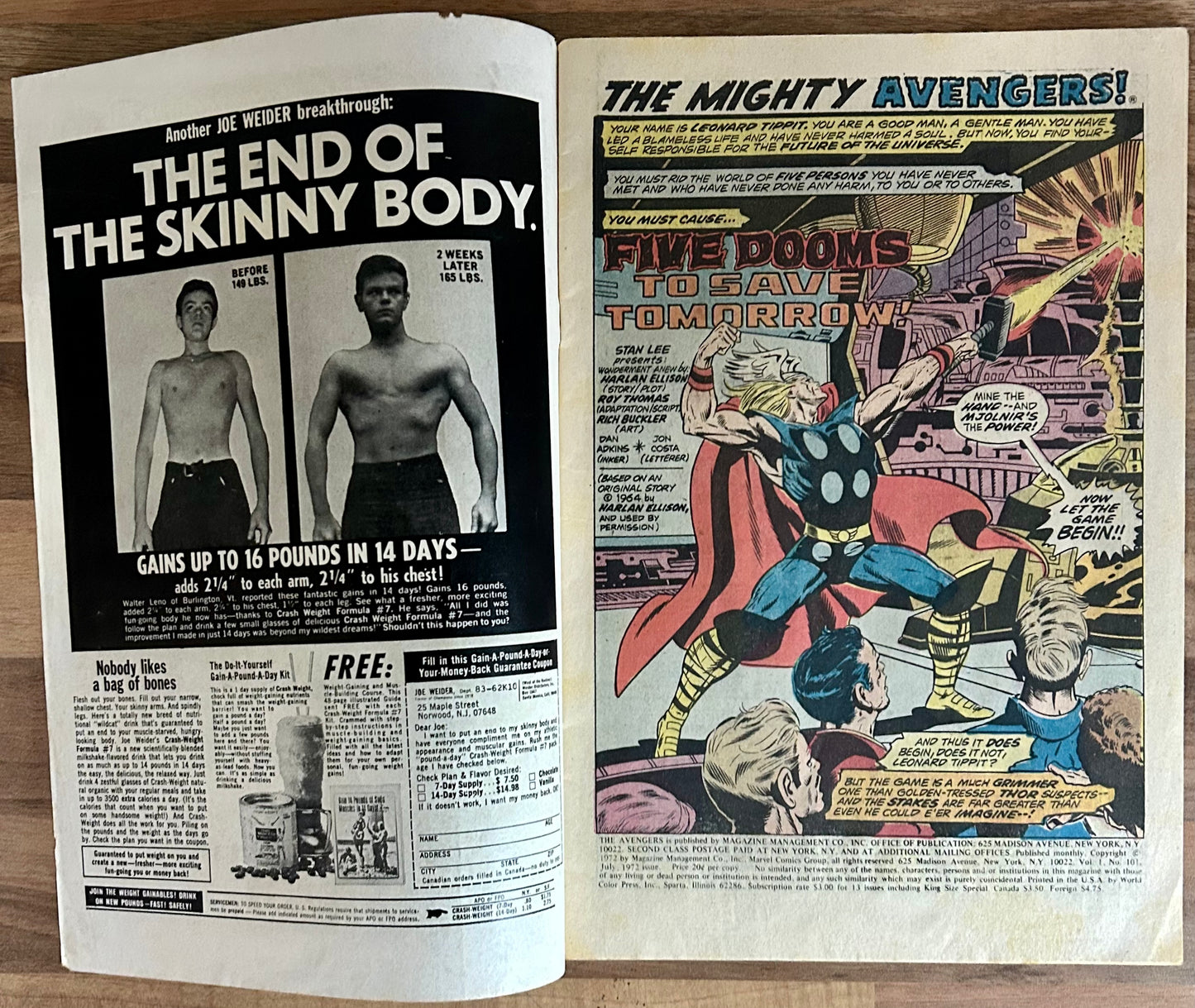 THE AVENGERS #101 [MARVEL COMICS] 1972 VG/FN
