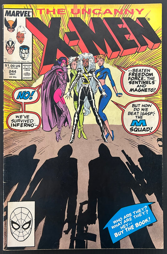 🔑 UNCANNY X-MEN #244 [MARVEL COMICS] DIRECT *1ST APP. JUBILEE* 1989 VG/FN