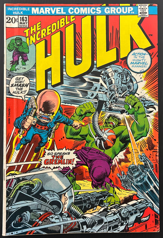 🔑 THE INCREDIBLE HULK #163 [MARVEL COMICS] DIRECT *1ST APP. GREMLIN* 1973 VG/FN