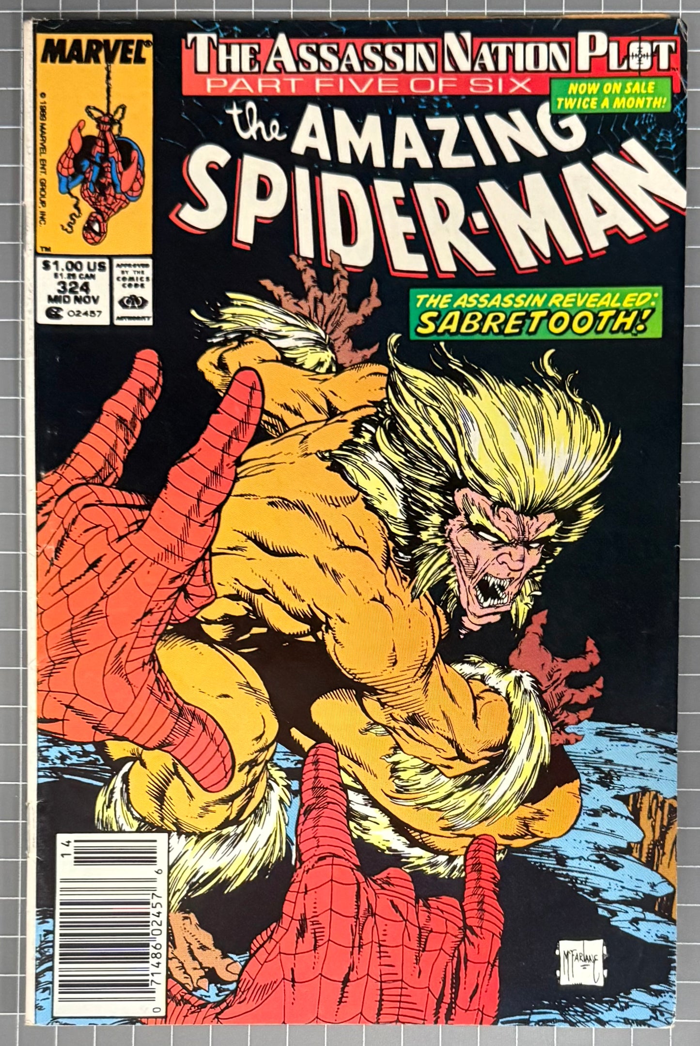 🔑 AMAZING SPIDER-MAN #324 [MARVEL COMICS] *TODD MCFARLANE COVER* 1989 VG/FN
