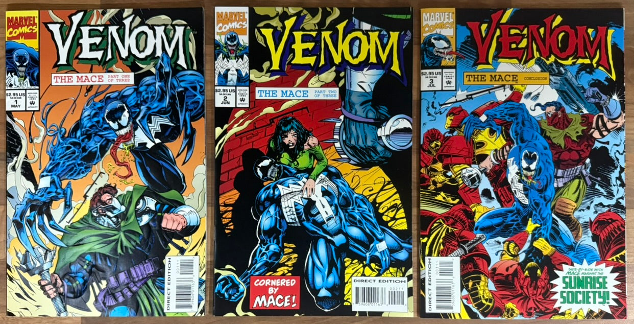 VENOM: THE MACE PARTS 1, 2, 3 [MARVEL COMICS] COMPLETE LIMITED SERIES *SIGNED LIAM SHARP* 1994 NM-