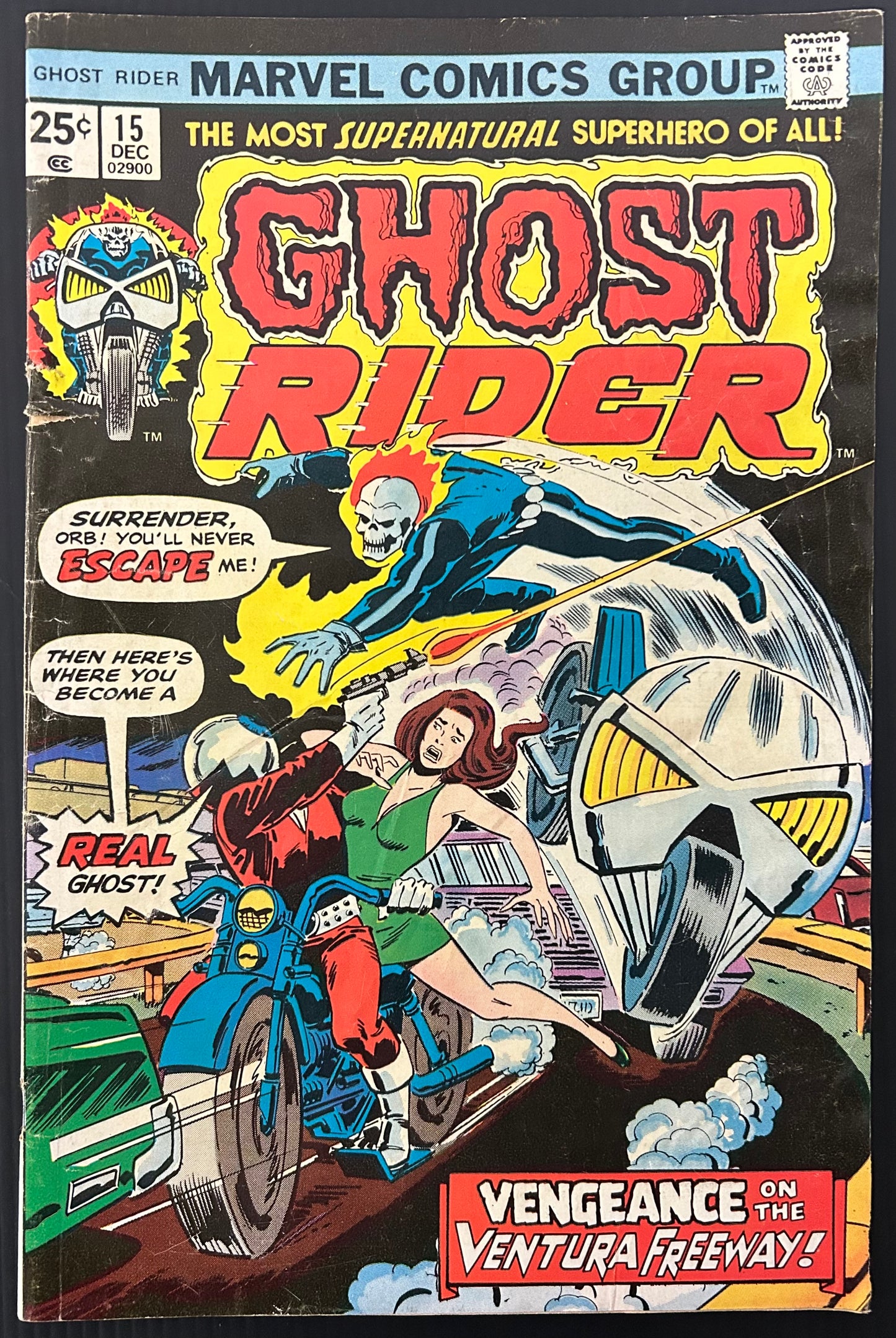 GHOST RIDER #15 [MARVEL COMICS] DIRECT 1975 VG+