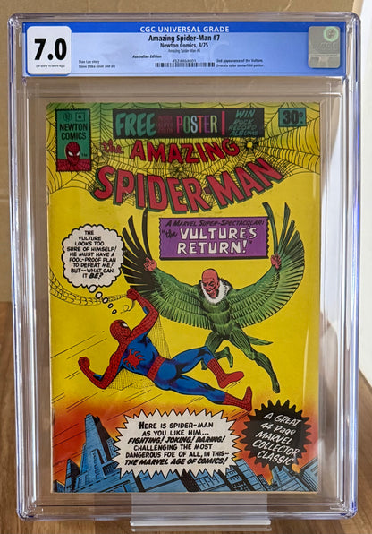 🔑 AMAZING SPIDER-MAN #6 CGC 7.0 + POSTER [NEWTON COMICS] AUSTRALIAN 1975