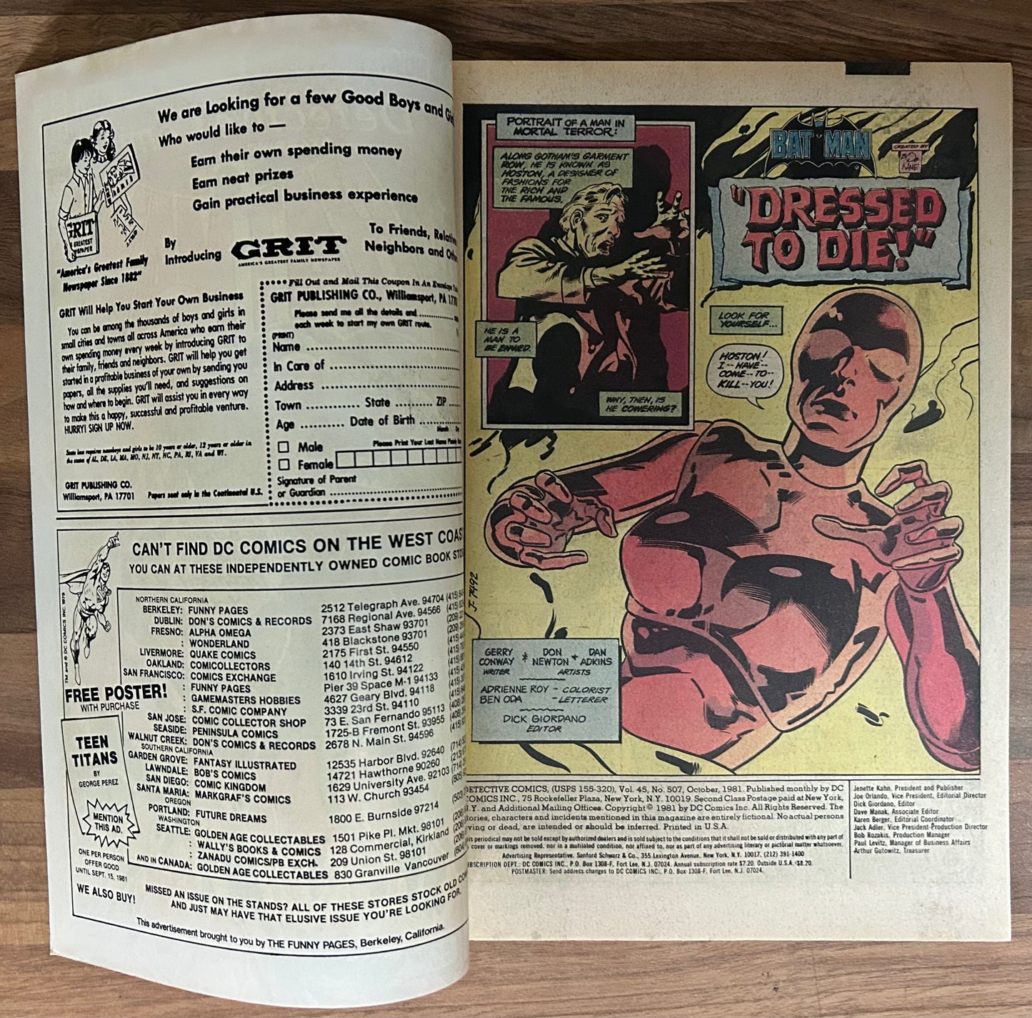 DETECTIVE COMICS #507 [DC COMICS] DIRECT 1981 VF