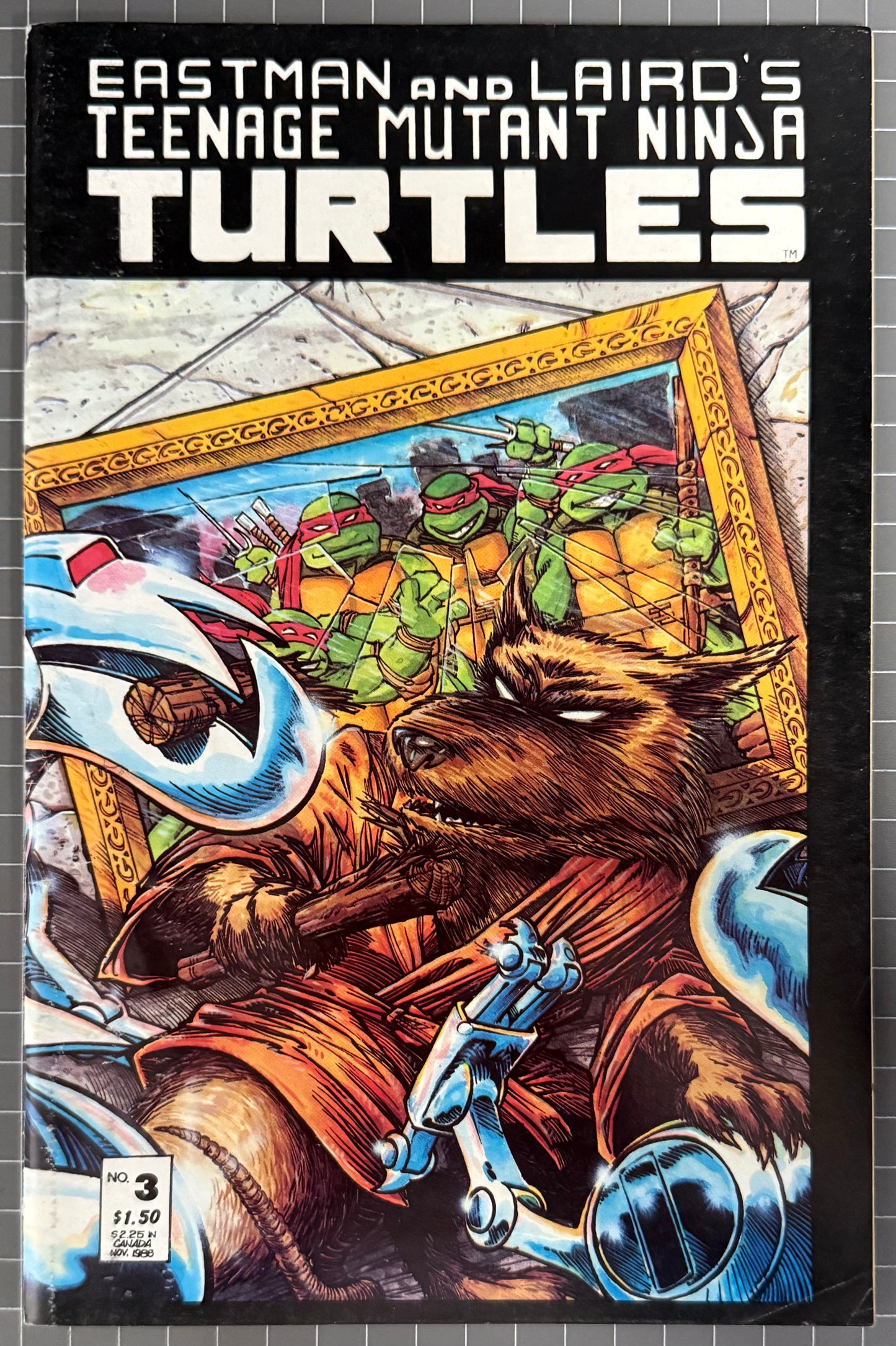 🔑 TEENAGE MUTANT NINJA TURTLES #3 (TMNT) [MIRAGE] 2ND PRINT COMIC 1988 VG/FN