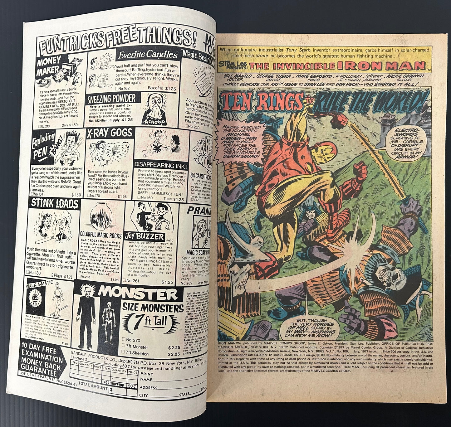 IRON MAN #100 [MARVEL COMICS] NEWSSTAND 1977 FN