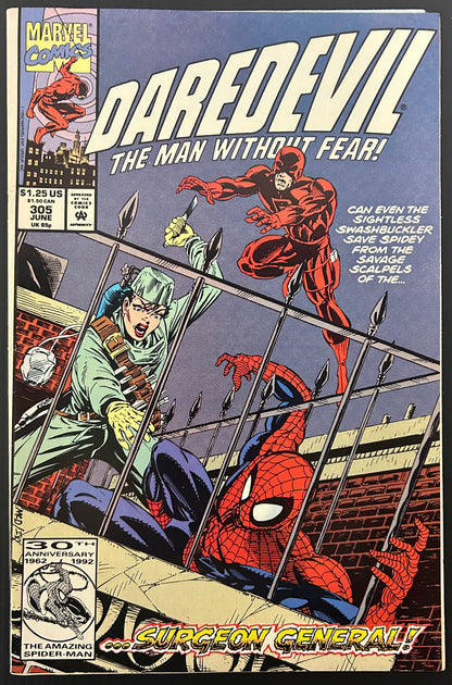 🔑 DAREDEVIL #305 [MARVEL COMICS] *TERROR 1ST APPR IN MAIN MARVEL STORY* 1992 FN/VF