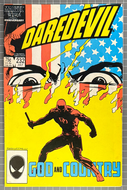 🔑 DAREDEVIL #232 [MARVEL COMICS] DIRECT *1ST APP. NUKE* 1986 FN+
