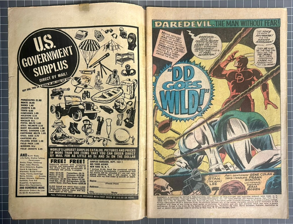 DAREDEVIL #23 [MARVEL COMICS] DIRECT 1966 GD+