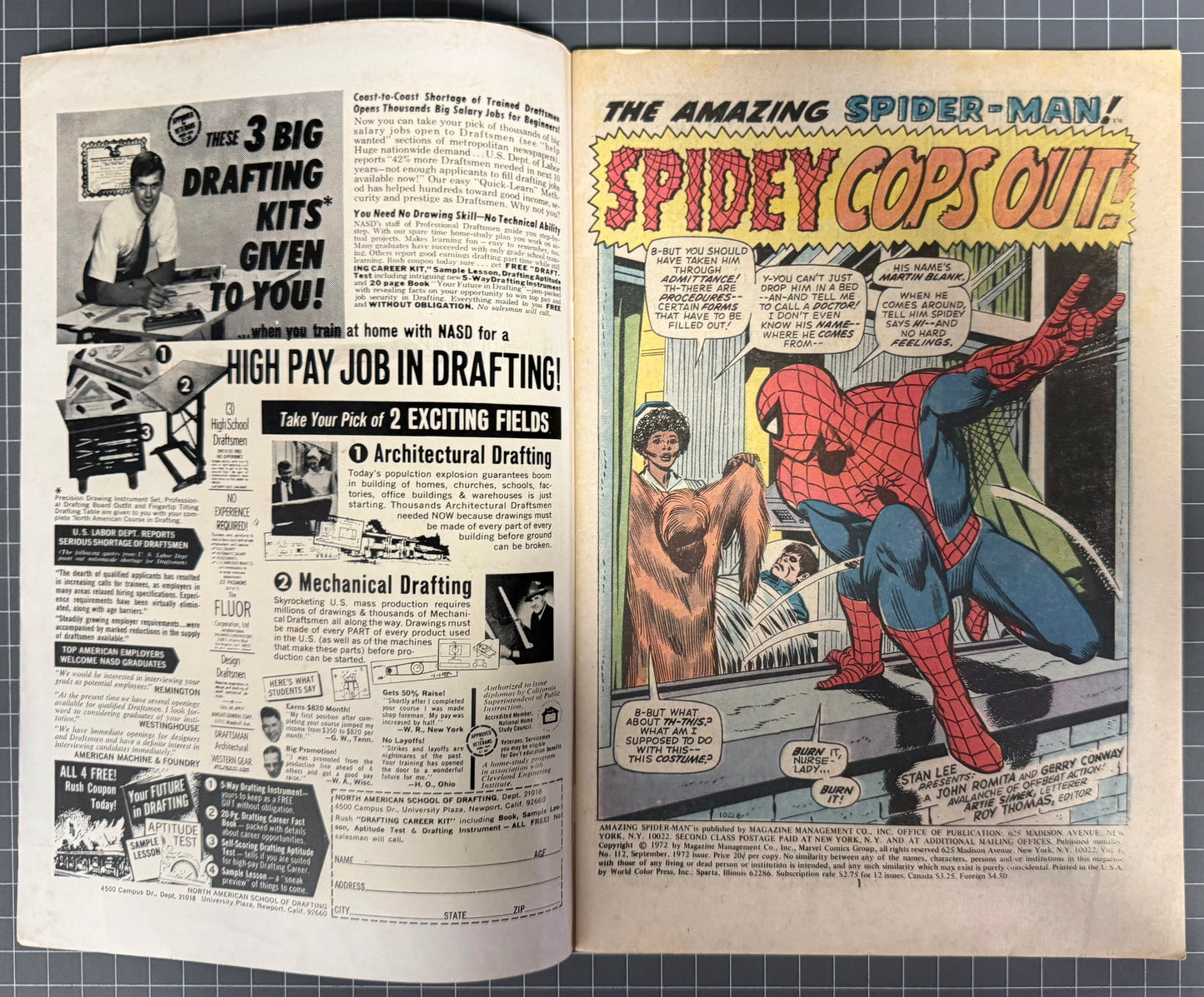 🔑 THE AMAZING SPIDER-MAN #112 [MARVEL COMICS] *JOHN ROMITA* 1972 FN/VF