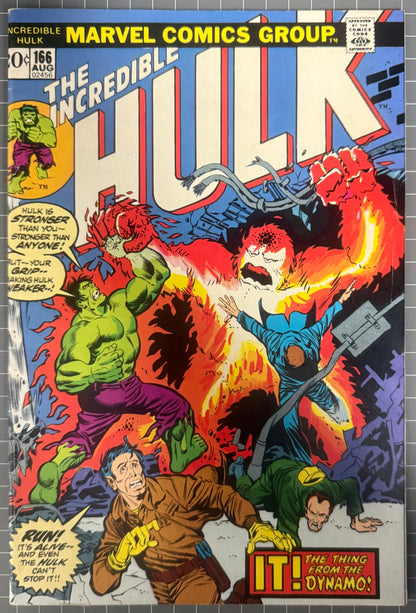 🔑 THE INCREDIBLE HULK #166 [MARVEL COMICS] DIRECT *1ST APP. ZZZAX* 1973 FN