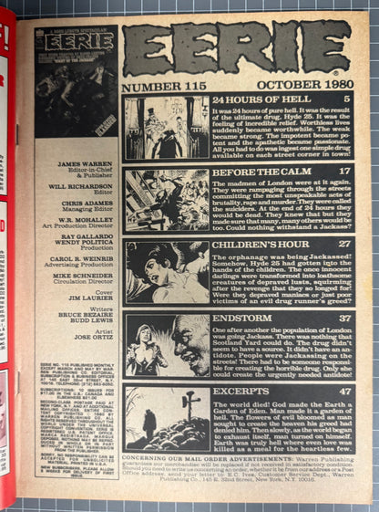 EERIE #115 [WARREN] HORROR COMIC MAGAZINE 1980 FN