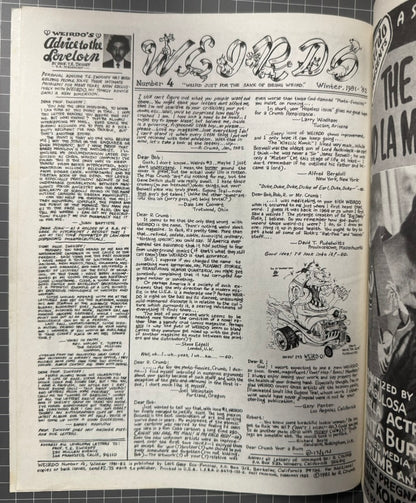 WEIRDO #4 [LAST GASP] HORROR MAGAZINE 1982 FN+