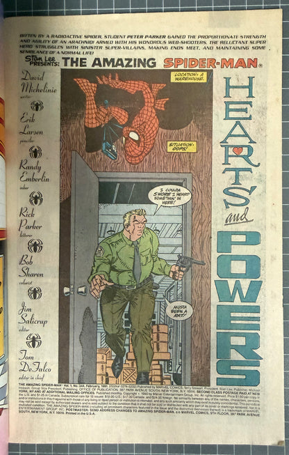 🔑 AMAZING SPIDER-MAN #344 [MARVEL COMICS] *1ST APP. CLETUS KASADY* 1991 VF+