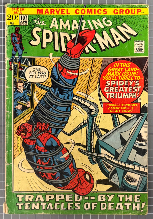 THE AMAZING SPIDER-MAN #107 [MARVEL COMICS] DIRECT 1972 GD-