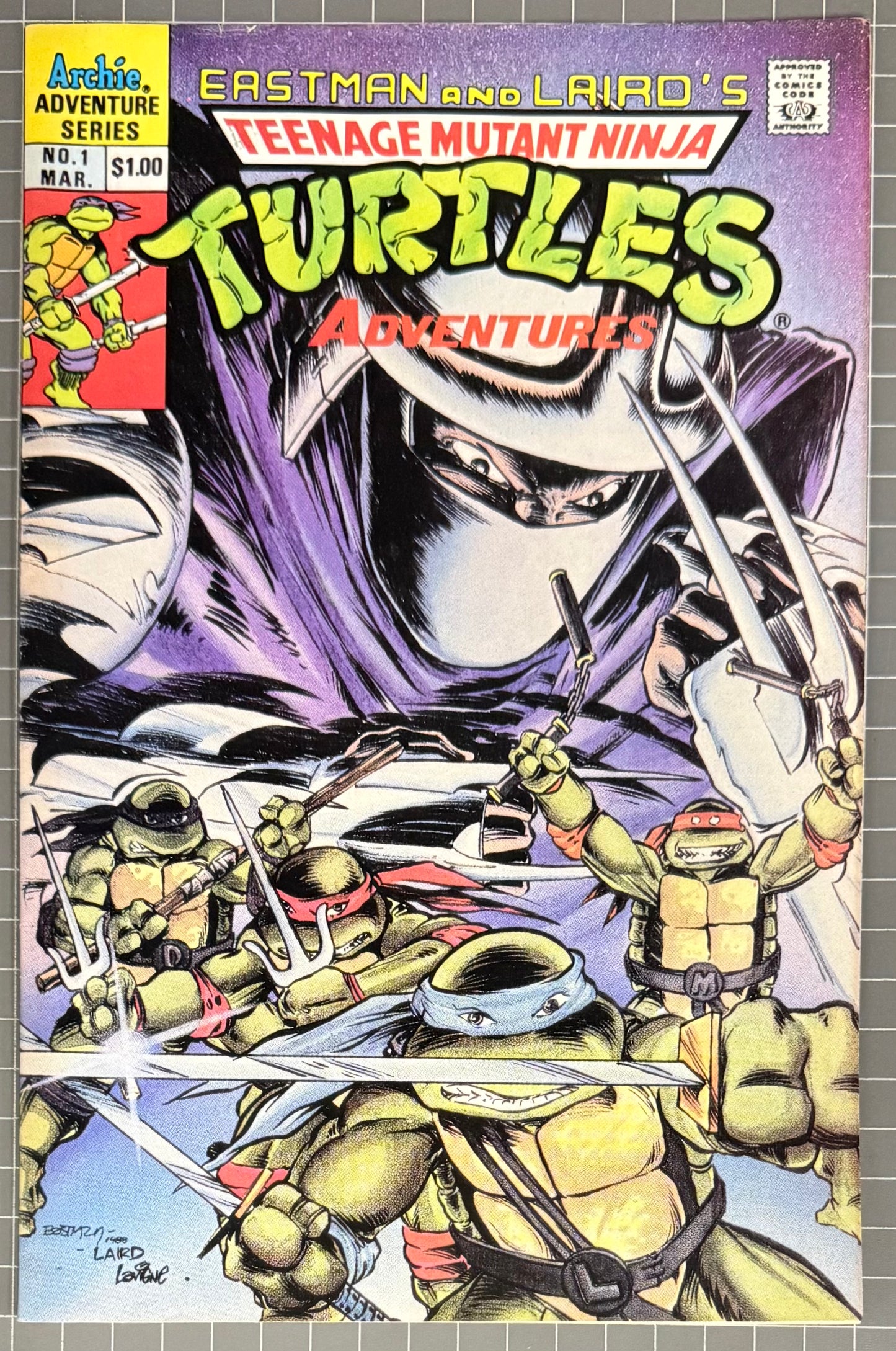 🔑 TEENAGE MUTANT NINJA TURTLES ADVENTURES #1 [ARCHIE] DIRECT COMIC 1989 FN/VF