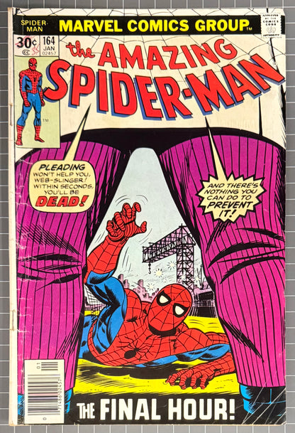 🔑 AMAZING SPIDER-MAN #164 [MARVEL COMICS] *JOHN ROMITA KINGPIN* 1977 GD/VG