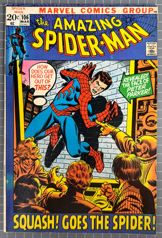 THE AMAZING SPIDER-MAN #106 [MARVEL COMICS] *JOHN ROMITA* 1972 FN/VF