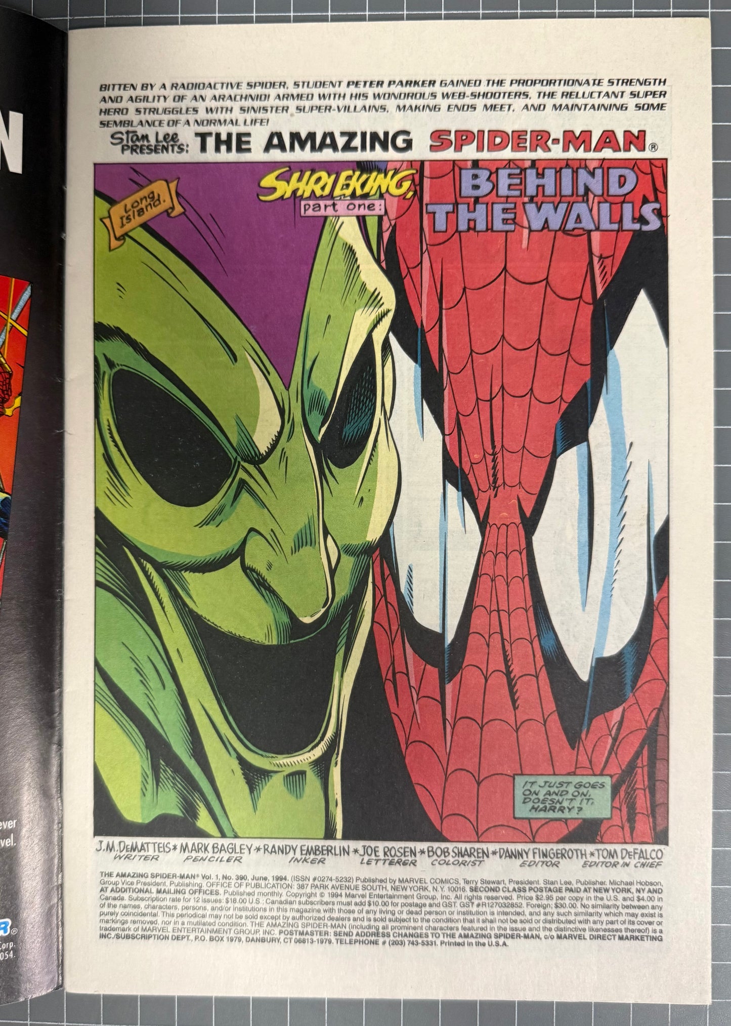 THE AMAZING SPIDER-MAN #390 [MARVEL COMICS] DIRECT *DELUXE* 1994 VF
