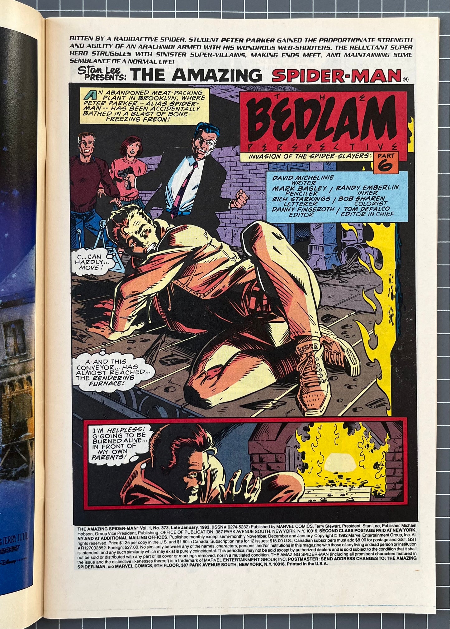 THE AMAZING SPIDER-MAN #373 [MARVEL COMICS] *PART 6 SPIDER-SLAYERS* 1993 VF/NM