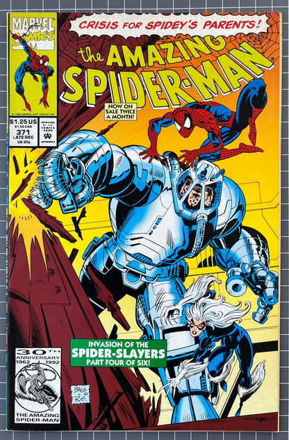 THE AMAZING SPIDER-MAN #371 [MARVEL COMICS] *PART 4 SPIDER-SLAYERS* 1992 VF-