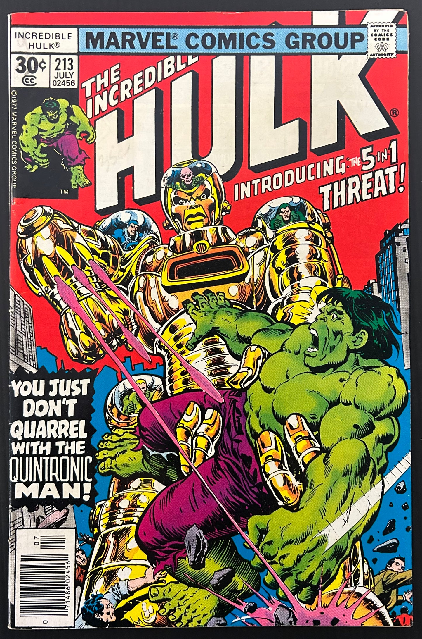 🔑 THE INCREDIBLE HULK #213 [MARVEL COMICS] *1ST APP JACK OF HEARTS*1977 FN/VF