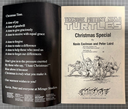 🔑 TMNT MICHAELANGELO CHRISTMAS SPECIAL #1 [MIRAGE STUDIOS] COMIC 1990 FN/VF
