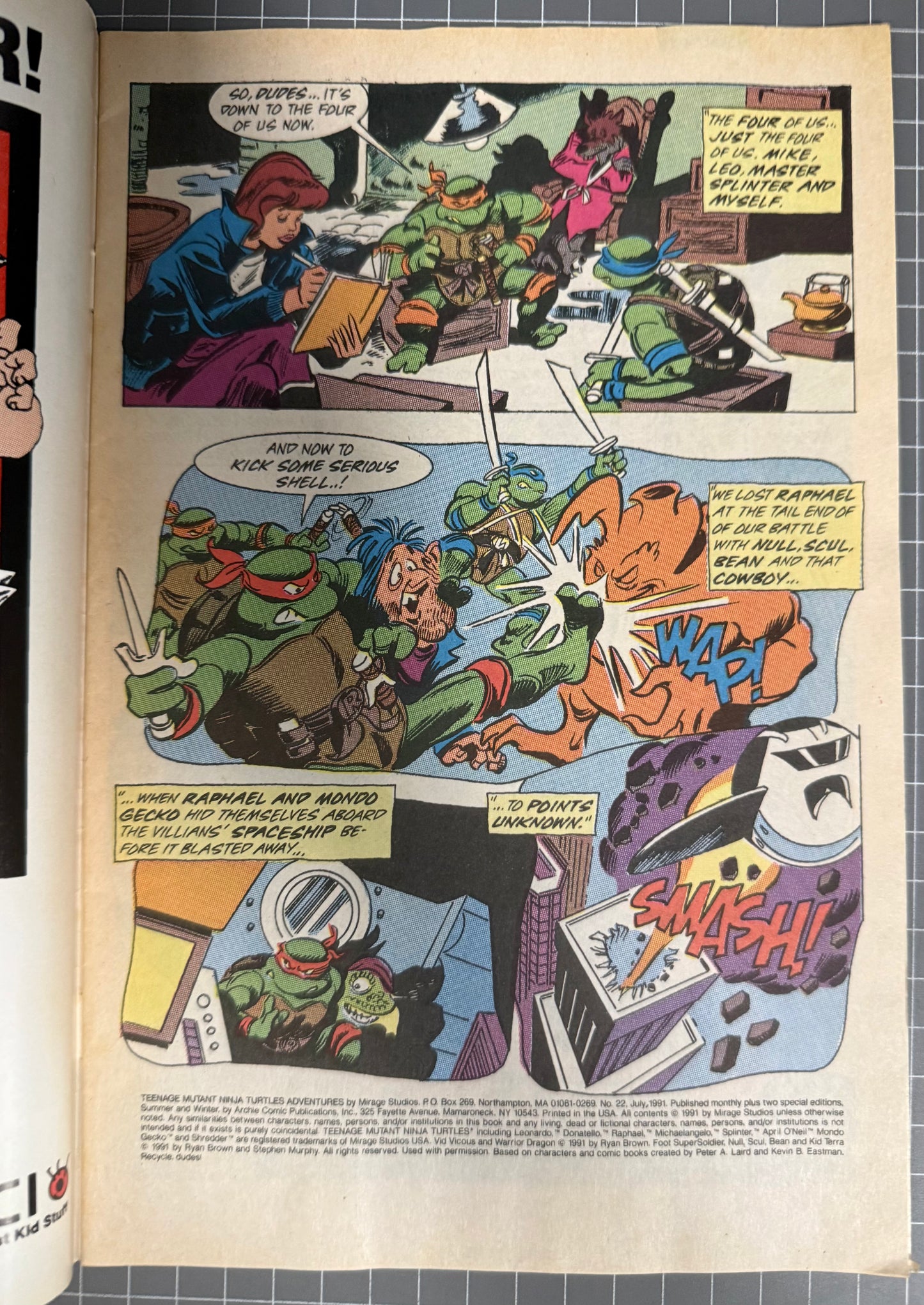 TEENAGE MUTANT NINJA TURTLES ADVENTURES #22 [ARCHIE] NEWSSTAND COMIC 1991 VG/FN