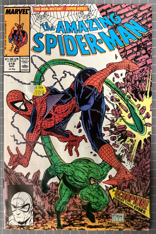 🔑 THE AMAZING SPIDER-MAN #318 [MARVEL COMICS] DIRECT *TODD MCFARLANE* 1989 VG+