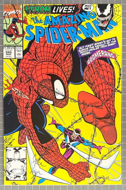 🔑 THE AMAZING SPIDER-MAN #345 [MARVEL COMICS] *CARNAGE DEBUT* 1991 VF/NM