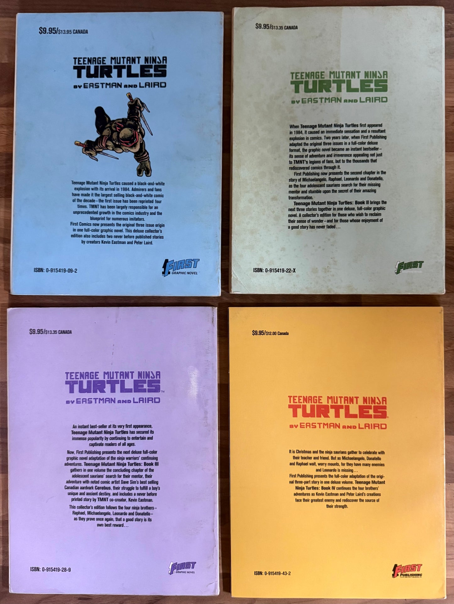 TEENAGE MUTANT NINJA TURTLES #1, 2, 3, 4 SET FIRST GRAPHIC NOVEL EASTMAN LAIRD 1988/89