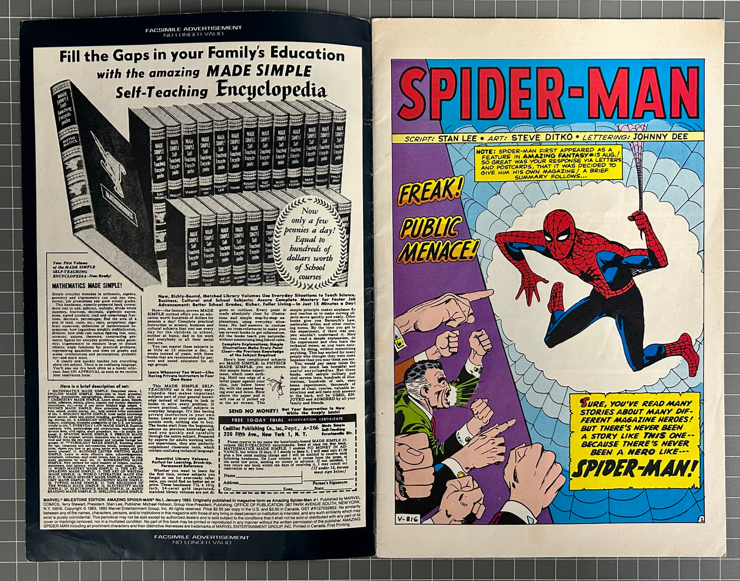 MARVEL MILESTONE EDITION: THE AMAZING SPIDER-MAN #1 [MARVEL COMICS] 1993