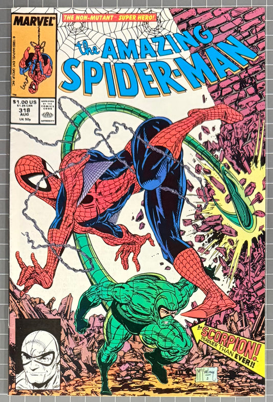 🔑 AMAZING SPIDER-MAN #318 [MARVEL COMICS] DIRECT *TODD MCFARLANE* 1989 VF-