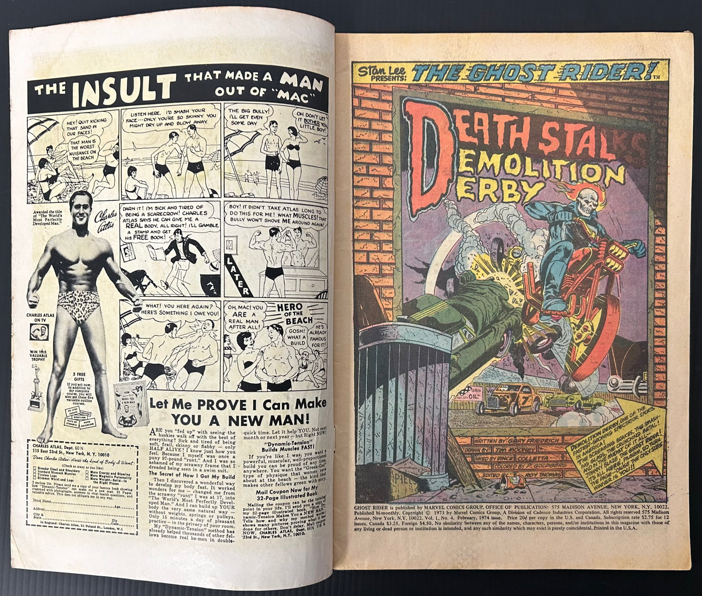 GHOST RIDER #4 [MARVEL COMICS] DIRECT 1974 VG-