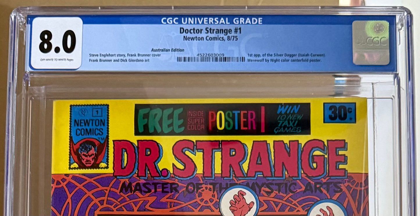 🔑 DOCTOR STRANGE #1 CGC 8.0 + POSTER [NEWTON COMICS] AUSTRALIAN 1975