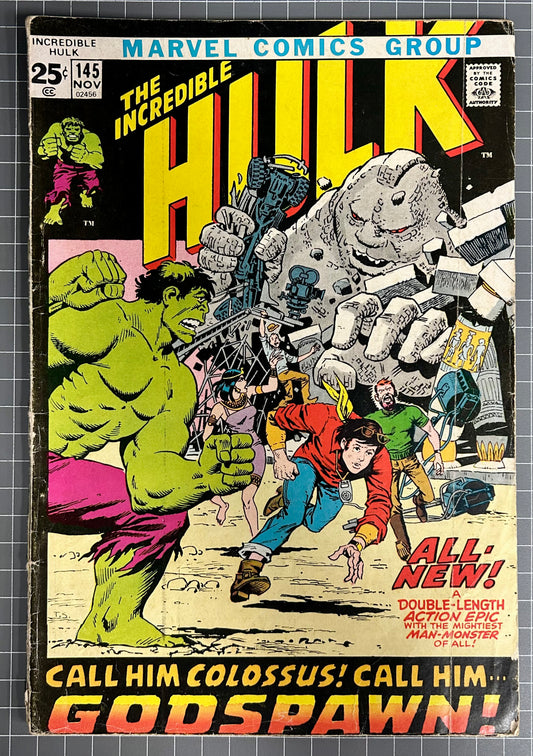 🔑 THE INCREDIBLE HULK #145 [MARVEL COMICS] *RETELLING OF HULK ORIGIN* 1971 GD/VG