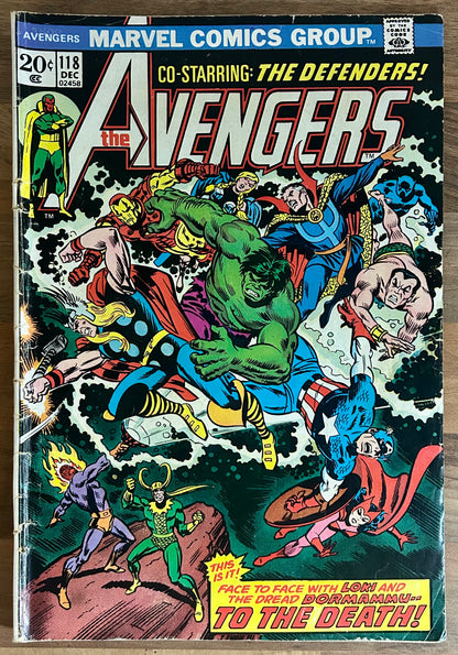 🔑 THE AVENGERS #118 [MARVEL COMICS] *AVENGERS/DEFENDERS WAR ENDS* 1973 GD/VG