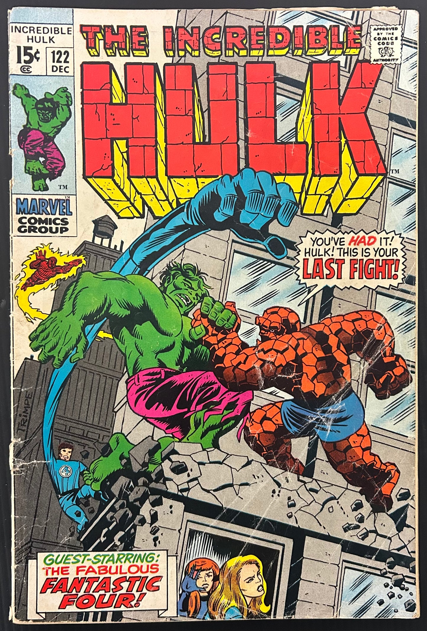 🔑 THE INCREDIBLE HULK #122 [MARVEL COMICS] *HULK VS FANTASTIC FOUR* 1969 GD/VG