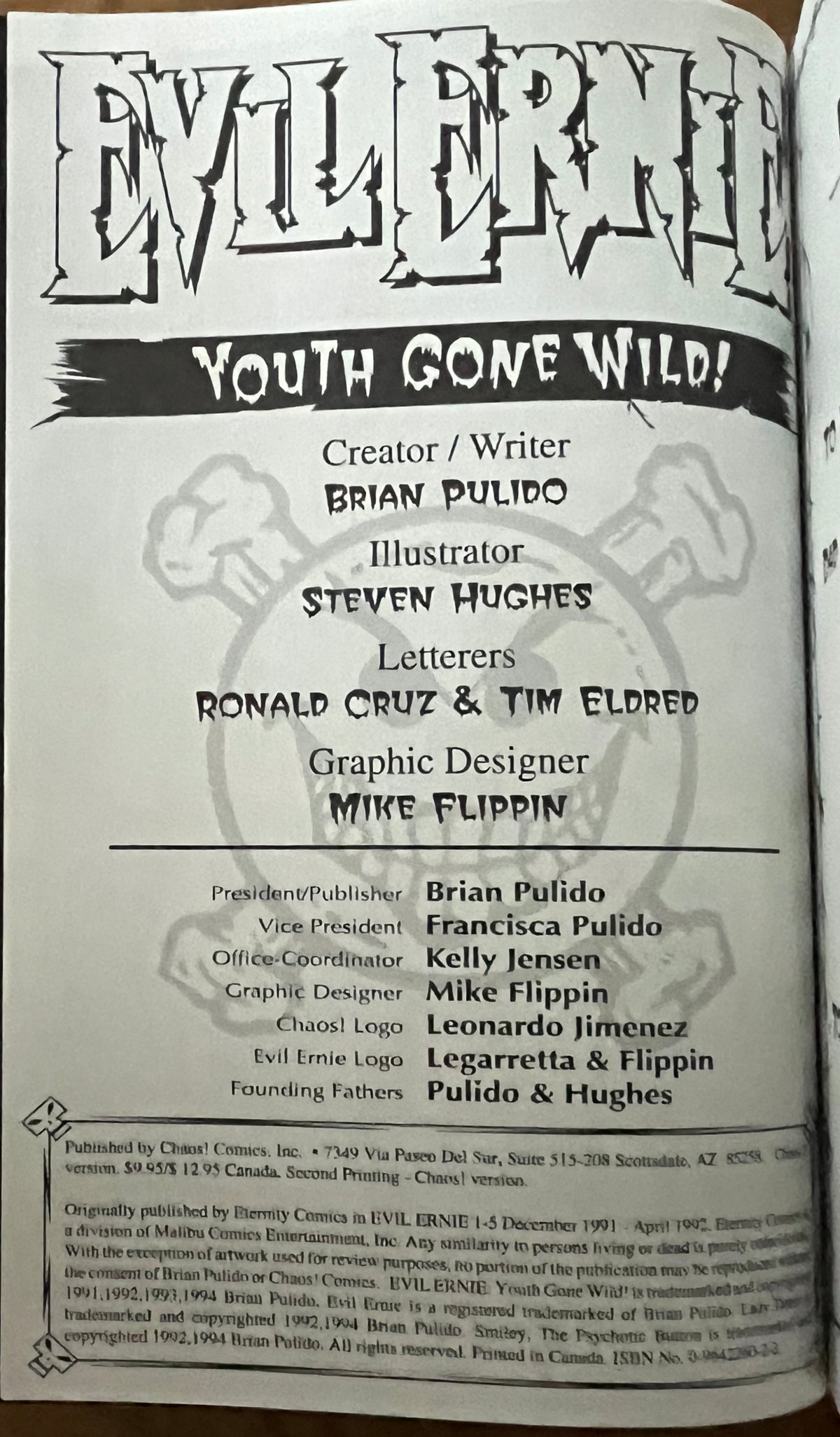 EVIL ERNIE YOUTH GONE WILD [CHAOS COMICS] TPB 1994 2ND PRINTING