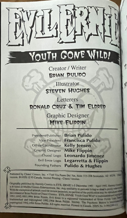 EVIL ERNIE YOUTH GONE WILD [CHAOS COMICS] TPB 1994 2ND PRINTING