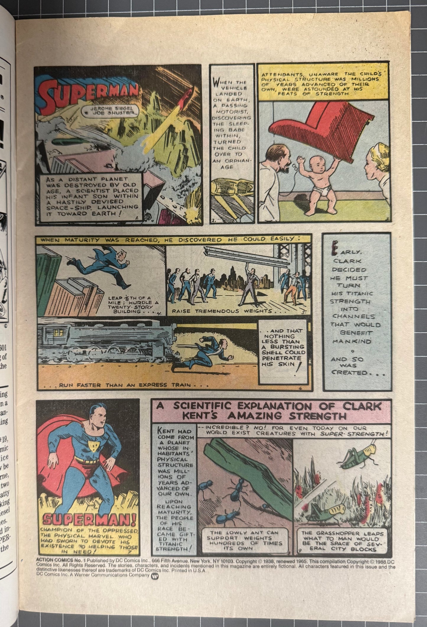 🔑 ACTION COMICS #1 [DC COMICS] DIRECT *REPRINT 1ST APP. SUPERMAN* 1988 FN/VF