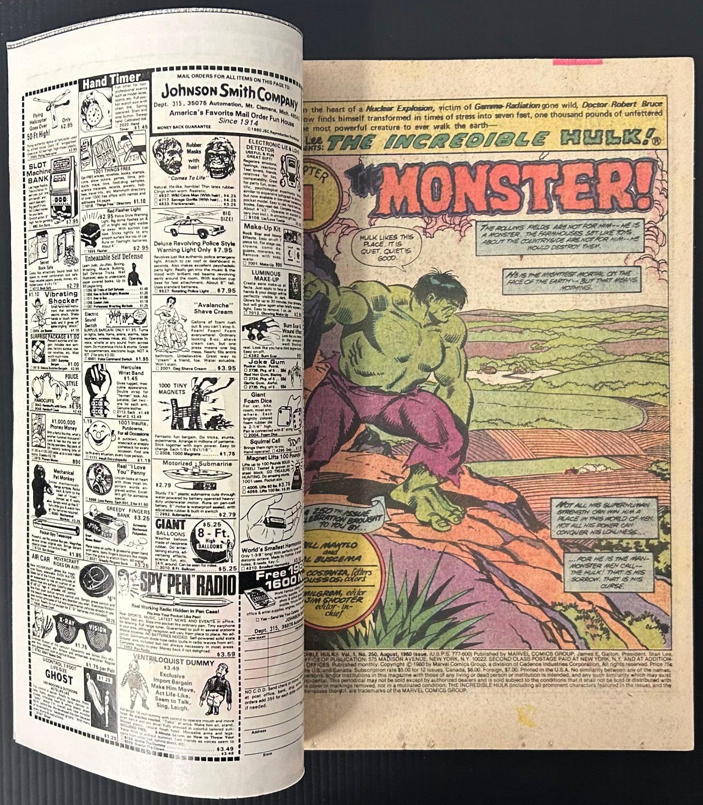 🔑 THE INCREDIBLE HULK #250 [MARVEL COMICS] *ANNIVERSARY ISSUE* 1980 FN/VF