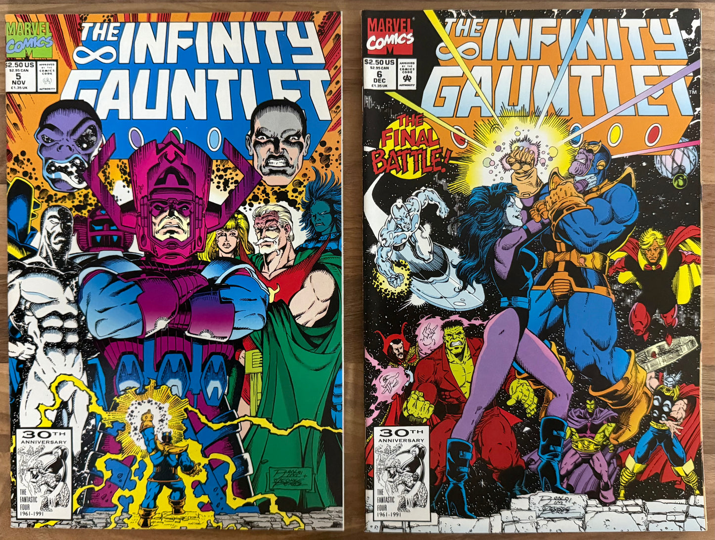🔑 THE INFINITY GAUNTLET COMPLETE SET #1-6 [MARVEL COMICS] 1991 NM