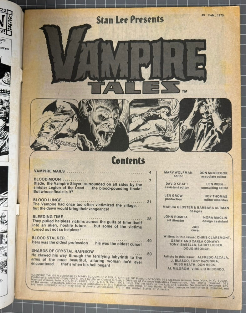 VAMPIRE TALES #9 [MARVEL] HORROR MAGAZINE 1975 VG-