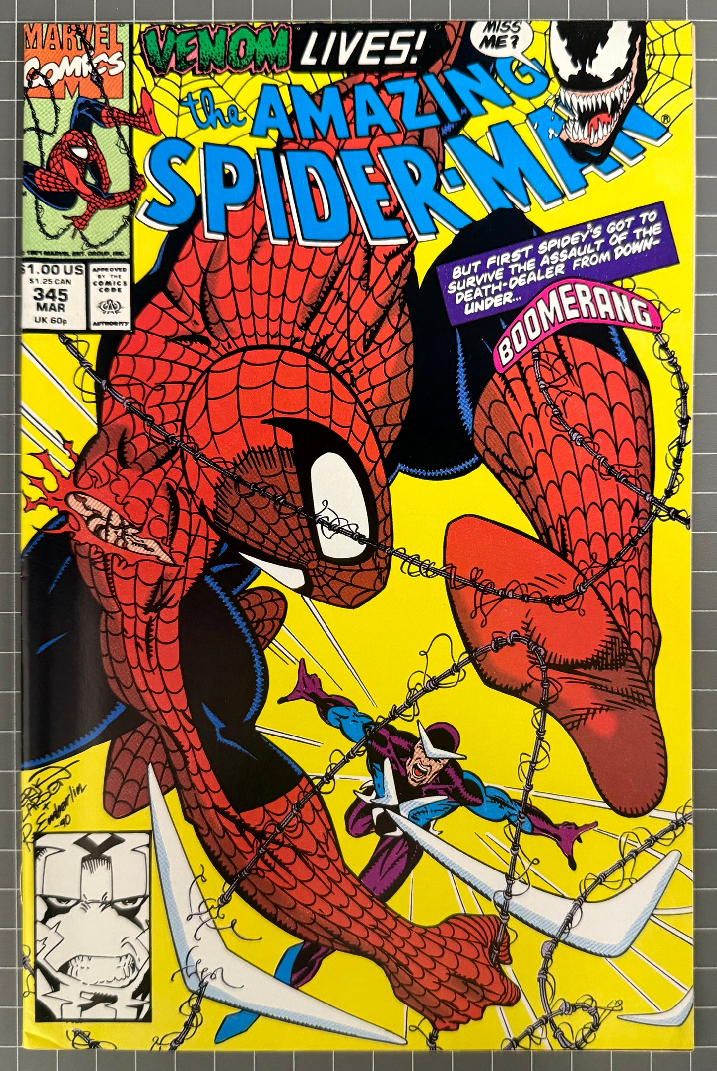🔑 THE AMAZING SPIDER-MAN #345 [MARVEL COMICS] *CARNAGE DEBUT* 1991 VF/NM