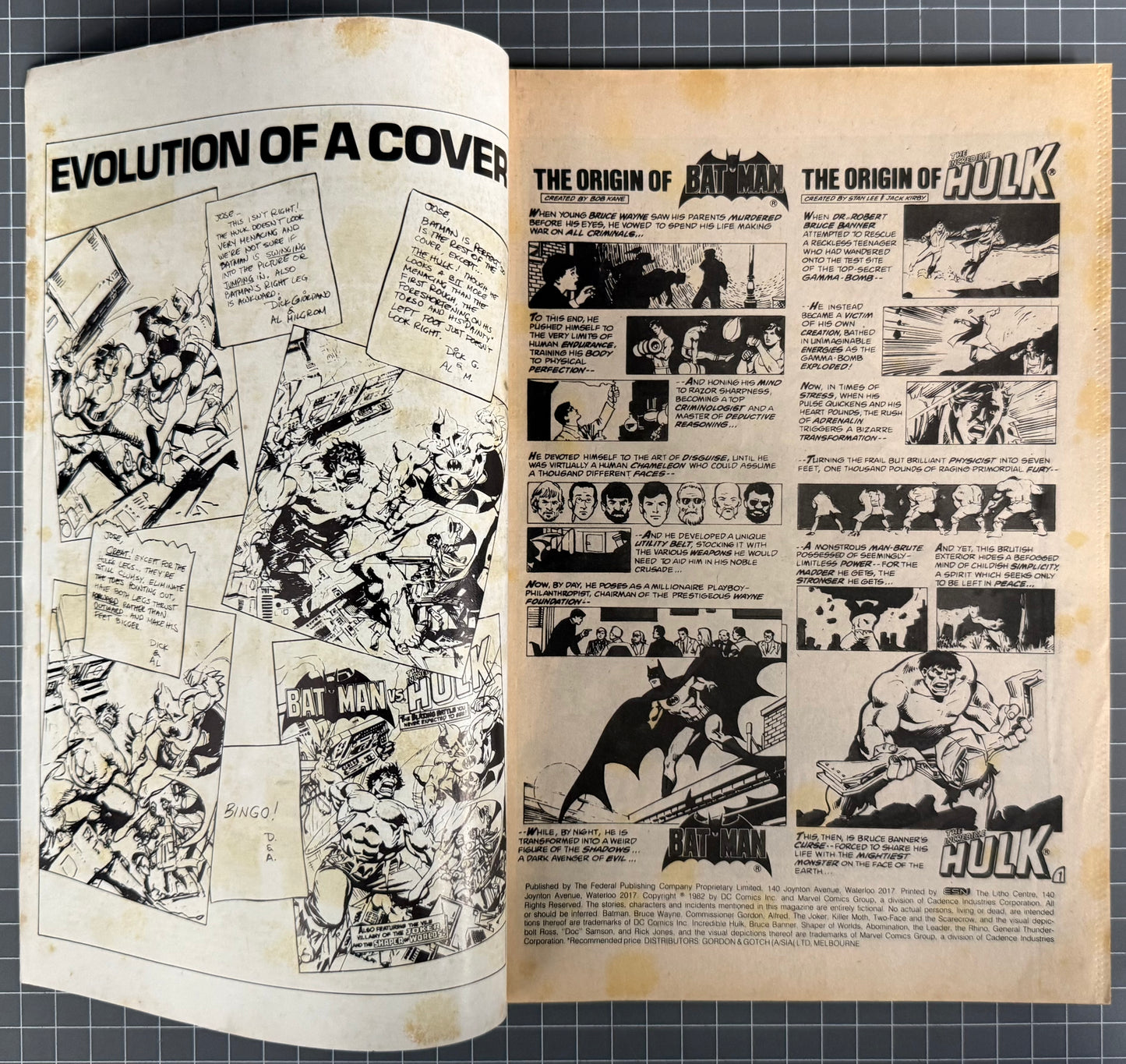 🔑 BATMAN vs. THE INCREDIBLE HULK ALBUM [ FEDERAL COMICS] AUSTRALIAN 1984