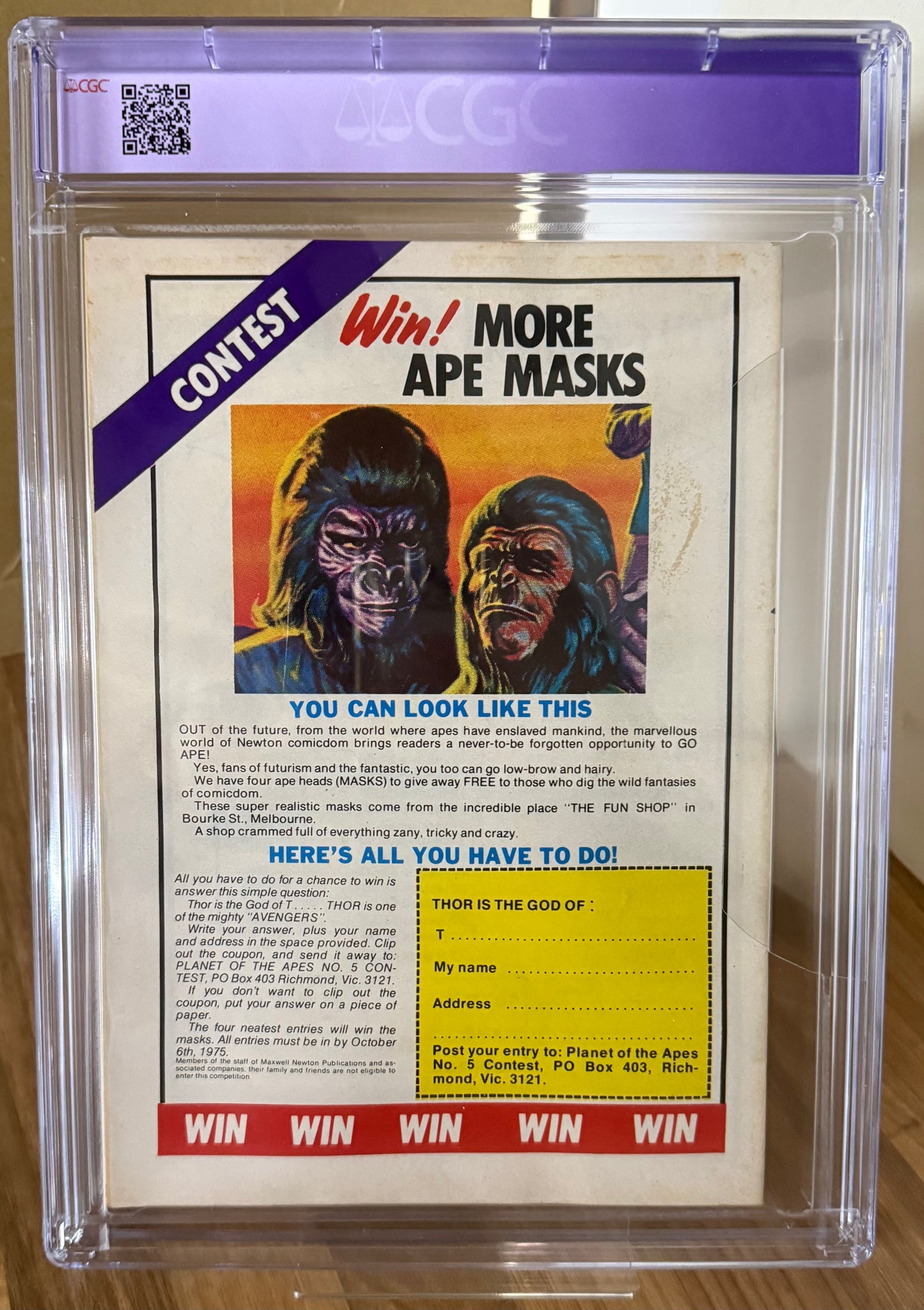 🔑 PLANET OF THE APES #6 (#9) CGC 7.0 + POSTER [NEWTON COMICS] AUSTRALIAN MARVEL 1975