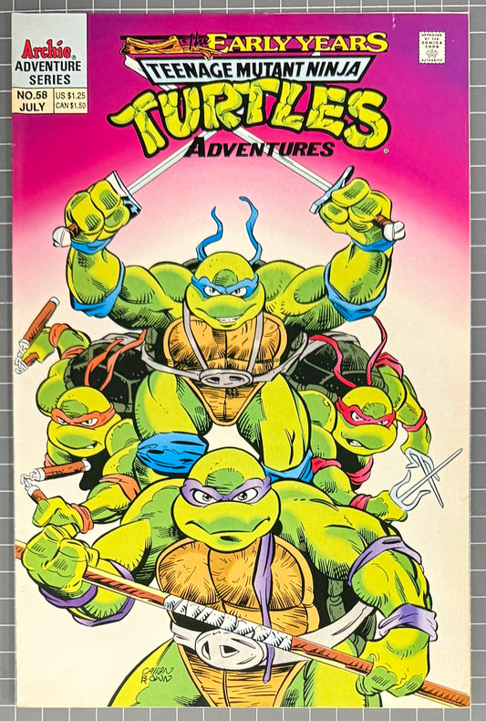 🔑 TEENAGE MUTANT NINJA TURTLES ADVENTURES #58 [ARCHIE] DIRECT COMIC 1994 FN/VF