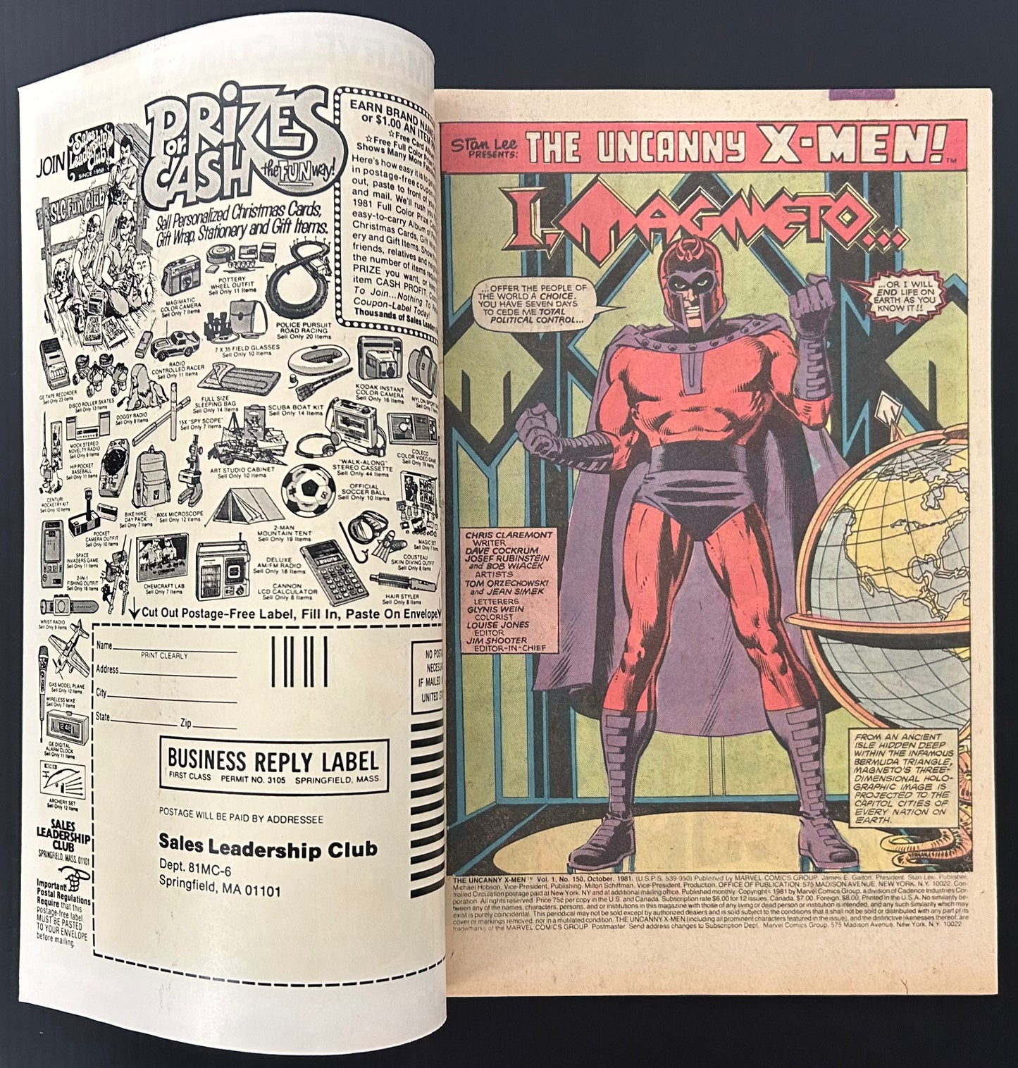 🔑 THE UNCANNY X-MEN #150 [MARVEL COMICS] *ORIGIN OF MAGNETO* DIRECT 1981 VF